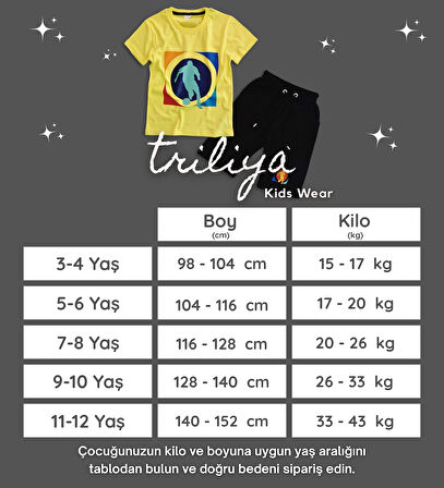 Triliya Pamuklu Unisex Çocuk Kapri Takımı (Cepli & Kordonlu, 3-12 Yaş) TRL-35