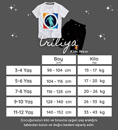 Triliya Pamuklu Unisex Çocuk Kapri Takımı (Cepli & Kordonlu, 3-12 Yaş)