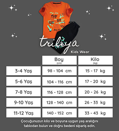 Triliya Pamuklu Unisex Çocuk Kapri Takımı (Cepli & Kordonlu, 3-12 Yaş) TRL-37