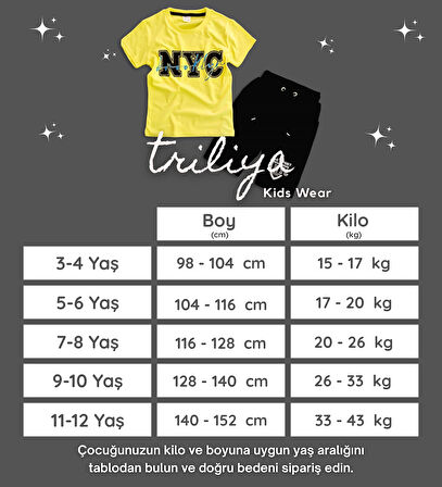 Triliya Pamuklu Unisex Çocuk Kapri Takımı (Cepli & Kordonlu, 3-12 Yaş) TRL-53