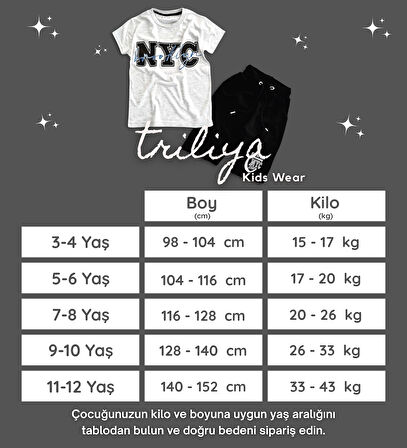 Triliya Pamuklu Unisex Çocuk Kapri Takımı (Cepli & Kordonlu, 3-12 Yaş) TRL-53
