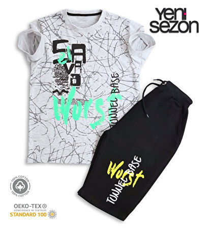 Triliya Pamuklu Unisex Çocuk Kapri Takımı (Cepli & Kordonlu, 3-12 Yaş) TRL-57