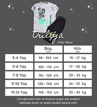 Triliya Pamuklu Unisex Çocuk Kapri Takımı (Cepli & Kordonlu, 3-12 Yaş) TRL-57