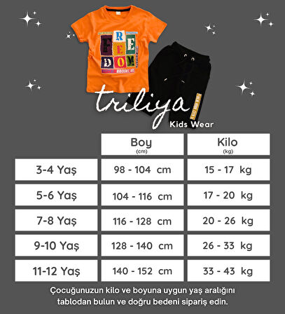 Triliya Pamuklu Unisex Çocuk Kapri Takımı (Cepli & Kordonlu, 3-12 Yaş)