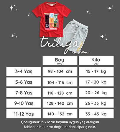 Triliya Pamuklu Unisex Çocuk Kapri Takımı (Cepli & Kordonlu, 3-12 Yaş)