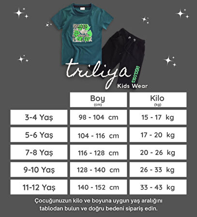 Triliya Pamuklu Unisex Çocuk Kapri Takımı (Cepli & Kordonlu, 3-12 Yaş)