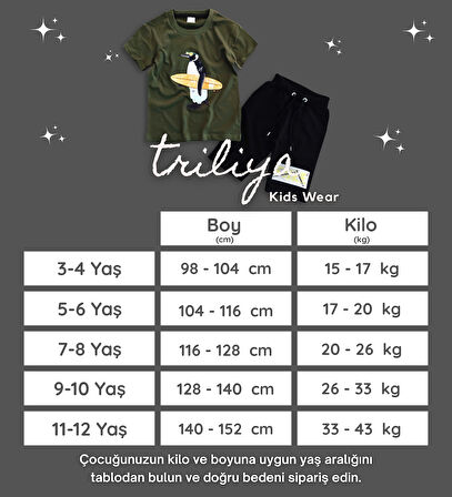 Triliya Pamuklu Unisex Çocuk Kapri Takımı (Cepli & Kordonlu, 3-12 Yaş)