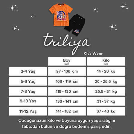 Triliya-Kaliteli Premium Lüks Çocuk Tişört ve Kapri Takımı – 3-12 Yaş Arası