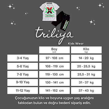 Triliya-Kaliteli Premium Lüks Çocuk Tişört ve Kapri Takımı – 3-12 Yaş Arası