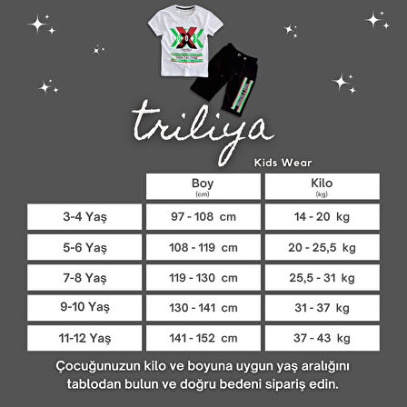 Triliya-Kaliteli Premium Lüks Çocuk Tişört ve Kapri Takımı – 3-12 Yaş Arası