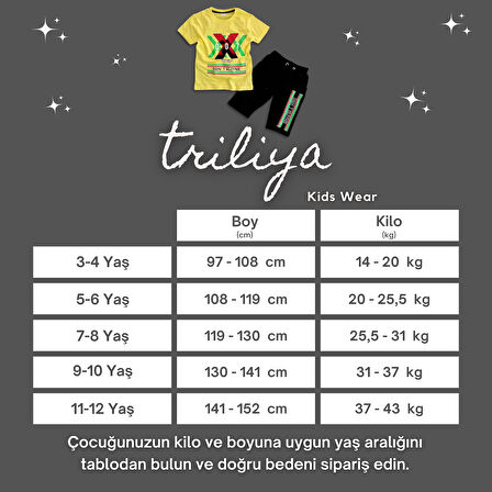 Triliya-Kaliteli Premium Lüks Çocuk Tişört ve Kapri Takımı – 3-12 Yaş Arası