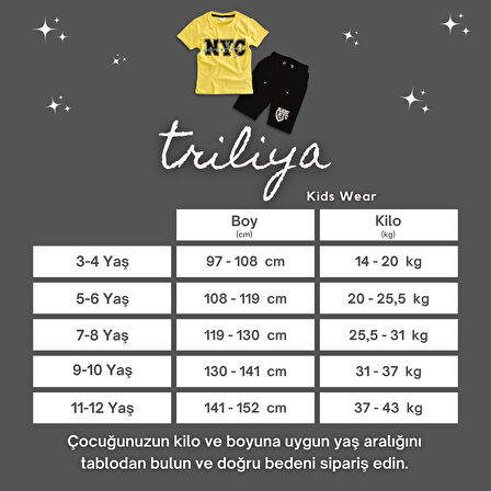 Triliya-Kaliteli Premium Lüks Çocuk Tişört ve Kapri Takımı – 3-12 Yaş Arası