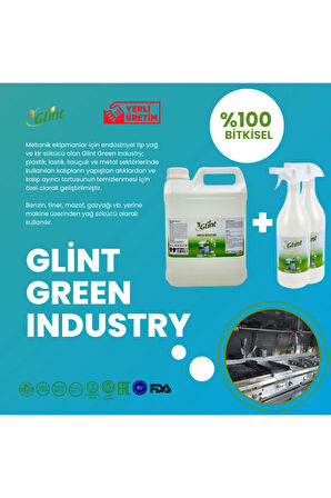 Glint  Green Industry 5 Lt 2 X 1 Lt %100 Bitkisel Endüstriyel Ekstra Güçlü Wc Kireç Temizleyici