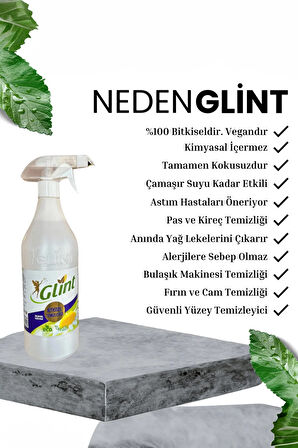 Glint 1 Litre %100 Bitkisel Leke Çıkarıcı Yağ Sökücü Çok Amaçlı Yüzey Temizleyici