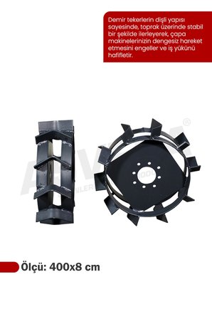 Asvera Çapa Makinesi Demir Teker Takımı 4.00-8 - 5-7.5 HP Uyumlu Arazi Tipi Demir Tekerlek