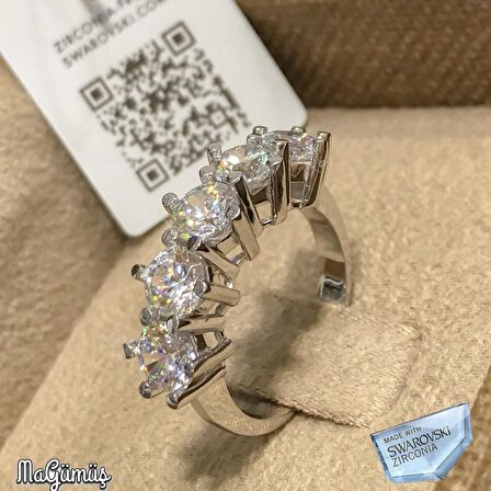 Swarovski Pırlanta Modeli Beştaş Gümüş Bayan Yüzük