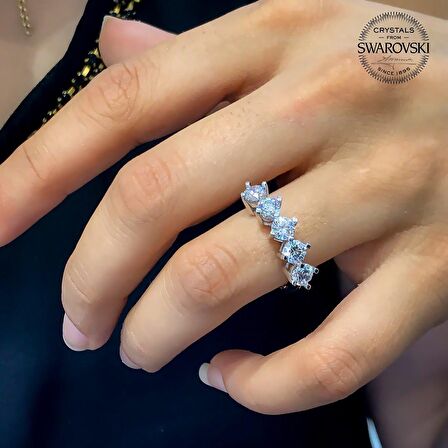 Orijinal Swarovski Beştaş  Altın Model Gümüş Yüzük