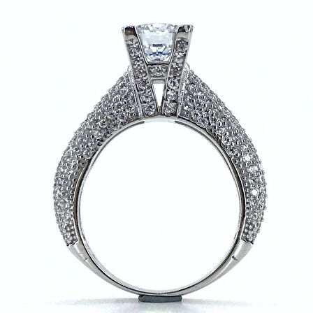 Swarovski Eyfel Modeli Üst Kalite Tektaş Gümüş Yüzük