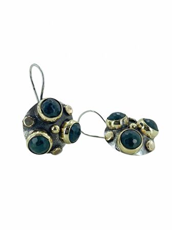 El İşçiliği Yeşim Taş Otantik Özel Tasarım Gümüş Set Takım