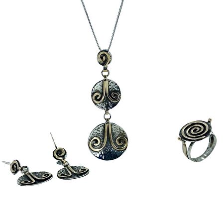 El Üretimi Otantik Özel Tasarım 925 Gümüş Set Takım