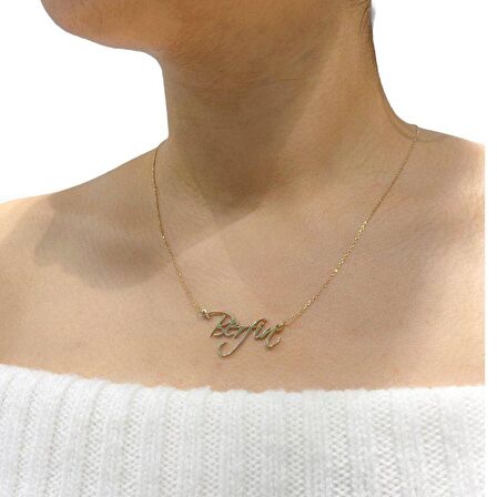 Yeni Stil Trend İsim 925 Gümüş İsimli Kolye