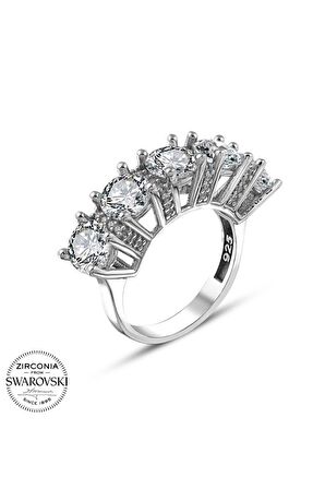 Orijinal Swarovski Taşlı Beştaş 925 Gümüş Yüzük