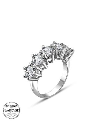 Orijinal Swarovski 6 Tırnak Beştaş 925 Gümüş Yüzük