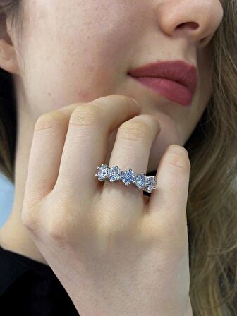 Orijinal Swarovski 6 Tırnak Beştaş 925 Gümüş Yüzük
