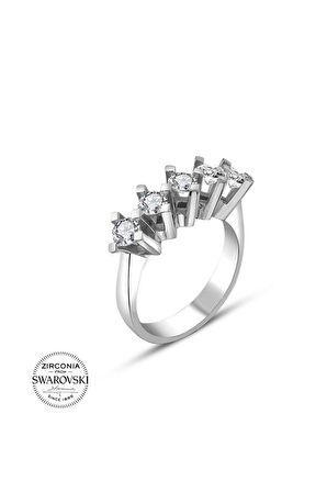 Orijinal Swarovski Pırlanta Modeli Beştaş 925 Gümüş Yüzük