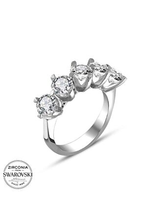 Orijinal Swarovski Pırlanta Model Beştaş 925 Gümüş Yüzük