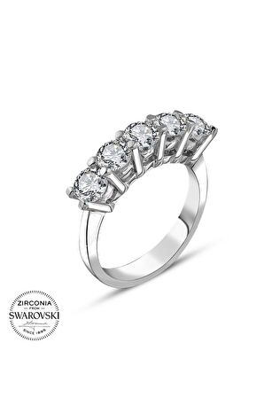 Sertifikalı Swarovski Taşlı Beştaş 925 Gümüş Yüzük