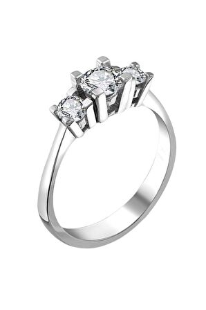 Sertifikalı Swarovski Tria 3 Üç Taş 925 Gümüş Yüzük