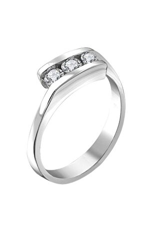 Sertifikalı Swarovski Tria 3 Üç Taş 925 Gümüş Yüzük