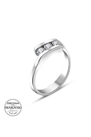 Sertifikalı Swarovski Tria 3 Üç Taş 925 Gümüş Yüzük
