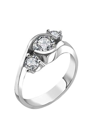 Sertifikalı Swarovski Tria 3 Üç Taş 925 Gümüş Yüzük