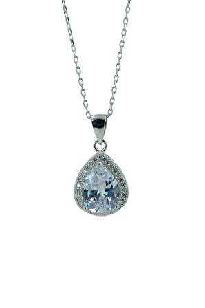 Beyaz Damla Zirkon Mikro Kalite 925 Gümüş Set Takım