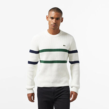 Lacoste Bisiklet Yaka Çizgili Regular Fit Kazak