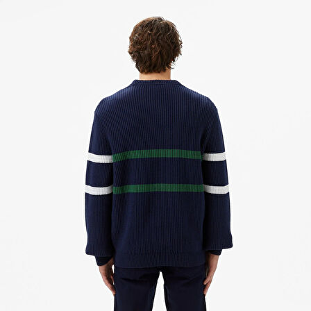 Lacoste Bisiklet Yaka Çizgili Regular Fit Kazak