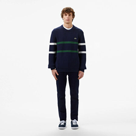 Lacoste Bisiklet Yaka Çizgili Regular Fit Kazak