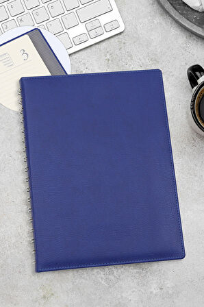 Mavi Spiralli Ajanda & Roller Kalem & Kulplu Çelik Termos & Kutulu Mum & Lavi Çikolata Hediye Seti