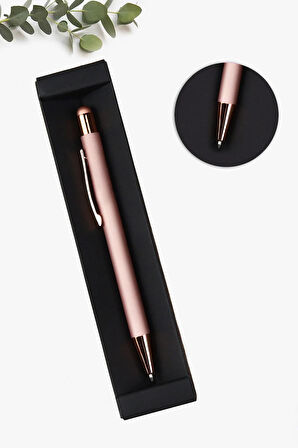 Pembe Kutusunda Çelik Termos & Rose Tükenmez Kalem & Defter & Kolonya & Çikolata Hediye Seti