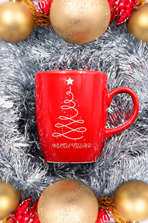 Yılbaşı Kutusunda Kupa & Çam Ağacı & Kar Küresi & Mum & Türk Kahvesi & Çikolata Hediye Seti