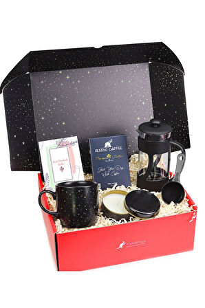French Press & Alerya Kahve & Kupa & Mum Hediye Seti