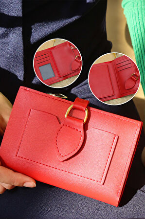 Kırmızı Cüzdan & Fular & Çerçeve & Godiva Çikolata Hediye Kutusu