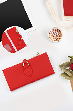 Kırmızı Cüzdan & Tasarım Fular & Sukulent Çiçek & El Kremi Hediye Seti