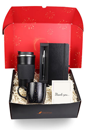 Termos & Siyah Defter & Tükenmez Kalem & Kupa Hediye Seti