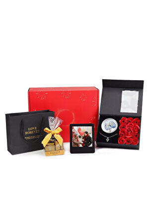 Sevgililer Gününe Özel Gül Kutusu & Çerçeve & Çikolata Hediye Kutusu