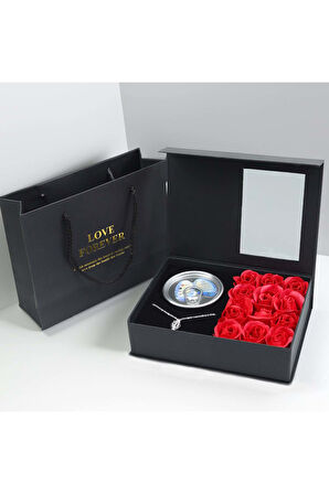 Sevgililer Gününe Özel Gül Kutusu & Çerçeve & Çikolata Hediye Kutusu