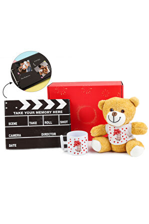 Sevgiliye Özel Kupa & Peluş Ayıcık & Klaket Albüm Hediye Seti