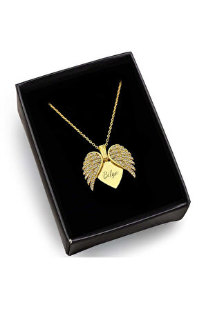 Sevgiliye Özel Melek Kolye & Peluş Ayıcık & Mandallı Fotoğraf İpi Hediye Kutusu